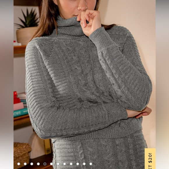 Grey Cable Knit Two-Piece Sweater Dress - Picture 5 of 9